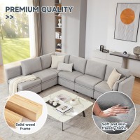 Wetrue Modular Sectional Sofa Convertible U Shaped Sofa Couch With Storage High Supportive Soft Sponges 6 Seat Modular Sect