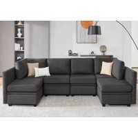 Wetrue Modular Sectional Sofa Convertible U Shaped Sofa Couch With Storage High Supportive Soft Sponges 6 Seat Modular Sect