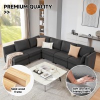 Wetrue Modular Sectional Sofa Convertible U Shaped Sofa Couch With Storage High Supportive Soft Sponges 6 Seat Modular Sect