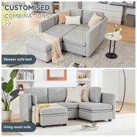 Weture Modular Sectional Sofa Grey L Shaped 5 Seat Convertible High Supportive Sponges Storage Sofa Couch For Living Room