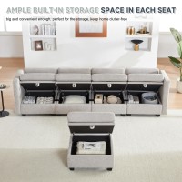 Weture Modular Sectional Sofa Grey L Shaped 5 Seat Convertible High Supportive Sponges Storage Sofa Couch For Living Room