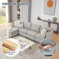 Weture Modular Sectional Sofa Grey L Shaped 5 Seat Convertible High Supportive Sponges Storage Sofa Couch For Living Room