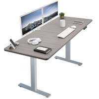 Vivo Electric Height Adjustable 71 X 30 Inch Memory Stand Up Desk, Dark Gray Table Top, Gray Frame, Standing Workstation With Preset Controller, 1B Series, Desk-Kit-1G7G