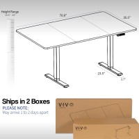 Vivo Electric Height Adjustable 71 X 36 Inch Memory Stand Up Desk, Extra Deep Rustic Vintage Brown Table Top, Gray Frame, Standing Workstation With Preset Controller, 1B Series, Desk-Kit-1G7N-36