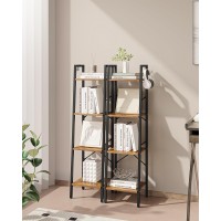 Hzuaneri Ladder Shelf Bookshelf Bookcase Freestanding Corner Storage Shelve With 2 Hooks For Home Office Living Room Kitchen