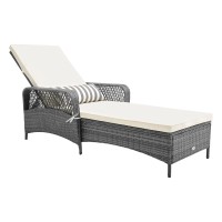 Tangkula Outdoor Chaise Lounge, Patio Pe Recliner With 6-Level Backrest, Soft Seat Cushion & Waist Pillow, Heavy-Duty Metal Frame, Outside Chaise Lounge Chair For Poolside, Backyard