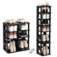 Trzz 4Tier Small Shoe Rack For Entryway Diy Small Shoe Organizer Removable Partition Mini Shoe Shelf For Closet Small Space