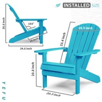 Yefu Plastic Adirondack Chairs Weather Resistant  Patio Chairs 5 Steps Easy Installation  Like Real Wood  Widely Used In Outdoor  Fire Pit  Deck  Lawn  Outside  Garden Chairs (Pacific Blue)