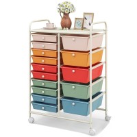 Kotek 15-Drawer Rolling Storage Cart, Multipurpose Mobile Utility Cart With 4 Wheels, Home Office School Tools Scrapbook Paper Organizer (Multicolor-Combo3)