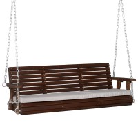 Vingli Heavy Duty 880 Lbs Patio Wooden Porch Swing Outdoor With Extra Cushion Farmhouse Hanging Bench Tree Swing With Adjustabl