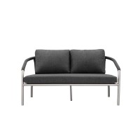 Pangea Home Chelsea Two Seater Modern Aluminum Sofa In Slate Gray