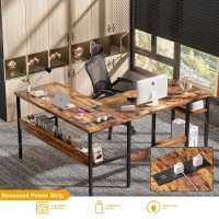 Unikito L Shaped Computer Desk With Magic Power Outlets And Usb Charging Ports Sturdy Reversible Corner Desk With Storage Shelv