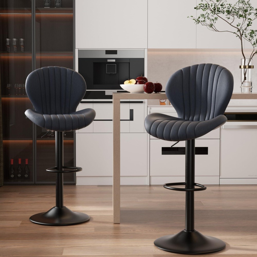 Nalupatio Bar Stools Set Of 2 Modern Swivel Bar Chairs Barstools Counter Height With High Backrest Easy 35 Minute Assembly Fo