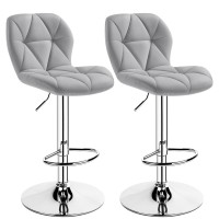 Yaheetech Bar Stools Set Of 2 Pu Leather Counter Stools Bar Chairs With Backrest Height Adjustable Swivel Tall Bar Stools For