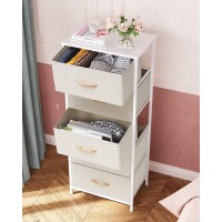 Crestlive Products Vertical Dresser Storage Tower Sturdy Steel Frame Wood Top Easy Pull Fabric Bins Organizer Unit For Bed