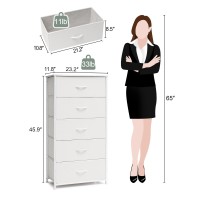 Crestlive Products Vertical Dresser Storage Tower Sturdy Steel Frame Wood Top Easy Pull Fabric Bins Wide Organizer Unit Fo