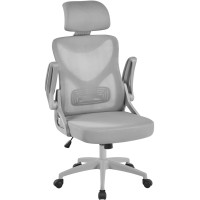 Yaheetech Ergonomic Mesh Office Chair High Back Desk Chair With Flipup Armrests Adjustable Padded Headrest Computer Chair Wit