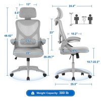 Yaheetech Ergonomic Mesh Office Chair High Back Desk Chair With Flipup Armrests Adjustable Padded Headrest Computer Chair Wit