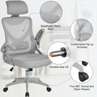 Yaheetech Ergonomic Mesh Office Chair High Back Desk Chair With Flipup Armrests Adjustable Padded Headrest Computer Chair Wit