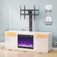 Rolanstar Fireplace Tv Stand With Led Lights And Power Outlets Entertainment Center With Electric Fireplace Swivel Tv Stand Mo