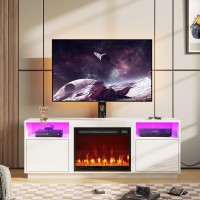 Rolanstar Fireplace Tv Stand With Led Lights And Power Outlets Entertainment Center With Electric Fireplace Swivel Tv Stand Mo