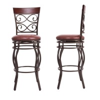 Safeplus Swivel Bar Stools Set of 2, 360 Degree Retro Bar Chair with Leather Padded Seat Bistro Dining Kitchen Pub Metal Vintage Chairs with Back