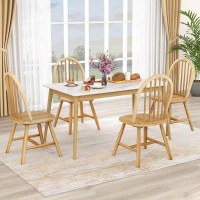 Safeplus 18 Oak Dining Chairs Set of 4, Wood Windsor Chair with Spindle Back for Country Farmhouse Kitchen Island