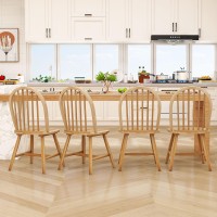 Safeplus 18 Oak Dining Chairs Set of 4, Wood Windsor Chair with Spindle Back for Country Farmhouse Kitchen Island