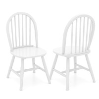 Safeplus 18 Oak Dining Chairs Set of 2, Wood Windsor Chair with Spindle Back for Country Farmhouse Kitchen Island