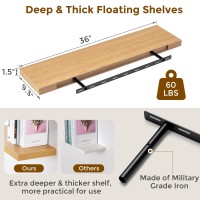 93 Inch Deep Floating Shelves Oak Floating Shelf 36 X 93 Rustic Wood Wall Shelves 36 Inch Long Large Wall Shelves For B