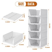 Neprock Clothes Organizers And Storage 5 Pack Stackable Plastic Storage Bins Foldable Closet Organizers And Storage For Clothi