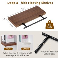 Fun Memories Deep Floating Shelves For Wall 93 Inch Deep Rustic Floating Shelves Set Of 2 24W X 93D Large Wall Shelves For B