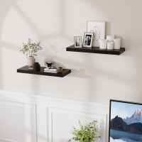 Fun Memories Deep Floating Shelves For Wall 24W X 93D Black Floating Shelves Set Of 2 93 Deep Large Wood Shelves For Livin