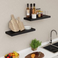 Fun Memories Deep Floating Shelves For Wall 24W X 93D Black Floating Shelves Set Of 2 93 Deep Large Wood Shelves For Livin