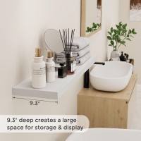 Floating Shelves White 36 Inch Long 93 Deep Floating Shelf Wall Mounted Rustic Deep Bookshelf Large Display Storage Shelve