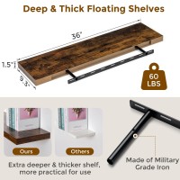 36X93 Floating Shelves 93 Inch Deep Floating Shelf Rustic Wall Shelf 36 Inch Long Large Display Shelf For Books Deep S