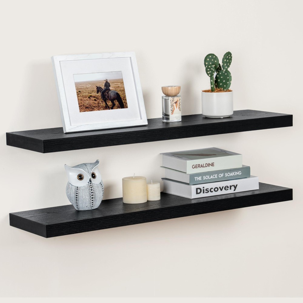 Floating Shelves Black 36 Inch Long 93 Deep Floating Shelf Wall Mounted Rustic Deep Bookshelf Large Display Storage Shelve