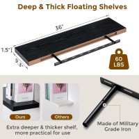 Floating Shelves Black 36 Inch Long 93 Deep Floating Shelf Wall Mounted Rustic Deep Bookshelf Large Display Storage Shelve