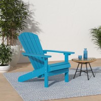 Yefu Adirondack Chairs Set Of 2 Plastic Weather Resistant  Outdoor Chairs 5 Steps Easy Installation  Like Real Wood  Widely Used In Outdoor  Patio  Lawn  Deck  Outside  Garden Chairs (Pacific Blue)