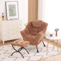 Mbooyome Lazy Chair With Ottoman Modern Accent Chair Contemporary Lounge Leisure Upholstered Sofa Chair Set With Armrests Read