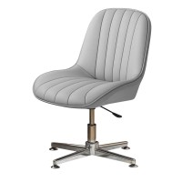 Ergonomic Office Chair No Wheels,Computer Chair With Cross Fixed Legs,Armless Office Chair Desk Chairs,Height Adjustable Swivel Chair Upholstered Seat (Color : Light Gray)