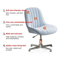 Ergonomic Office Chair No Wheels,Computer Chair With Cross Fixed Legs,Armless Office Chair Desk Chairs,Height Adjustable Swivel Chair Upholstered Seat (Color : Light Gray)