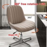 Ergonomic Office Chair No Wheels,Computer Chair With Cross Fixed Legs,Armless Office Chair Desk Chairs,Height Adjustable Swivel Chair Upholstered Seat (Color : Light Gray)