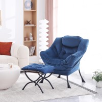 Mbooyome Lazy Chair With Ottoman Modern Accent Chair Contemporary Lounge Leisure Upholstered Sofa Chair Set With Armrests Read