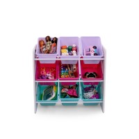 Humble Crew Forever Toy Storage Organizer With 9 Storage Bins, White/Pink/Purple/Aqua