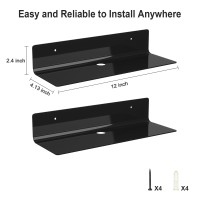 Rrg 12 Inch Acrylic Floating Shelves 2 Pack Kids Floating Bookshelf Wall Mounted Display Shelf For Booksblack