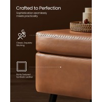 VASAGLE EKHO Collection - Storage Ottoman Bench, Entryway Bedroom Bench, 15 Gallons, Synthetic Leather with Stitching, Mid-Century Modern, Safety Hinges, Loads 660 lb, Caramel Brown ULOM074K01