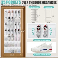 Tiblue Over The Door Shoe Organizer 35 Mesh Pockets Hanging Shoe Organizer Shoe Rack For Door Closet Entryway Bedroom Pantry Org