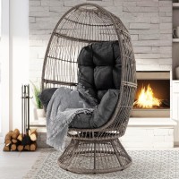 Bme Heavy Duty 400 lbs Capacity Wicker Egg Chair for Outside & Indoor, 360 Degree Smooth Swivel Mechanism, UV 2000 Hours Material with Flame Retardant Tested Cushion, Durable Against Water, Weather