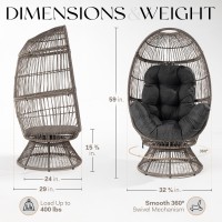 Bme Heavy Duty 400 lbs Capacity Wicker Egg Chair for Outside & Indoor, 360 Degree Smooth Swivel Mechanism, UV 2000 Hours Material with Flame Retardant Tested Cushion, Durable Against Water, Weather